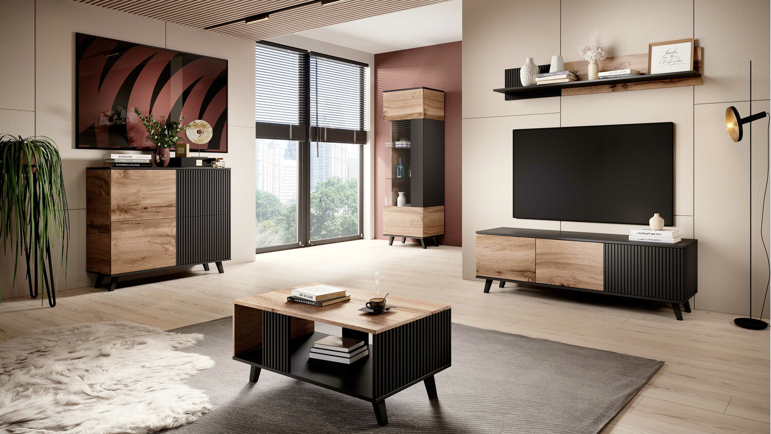 Skapis Luelia 119 (Melns + Votan ozols)