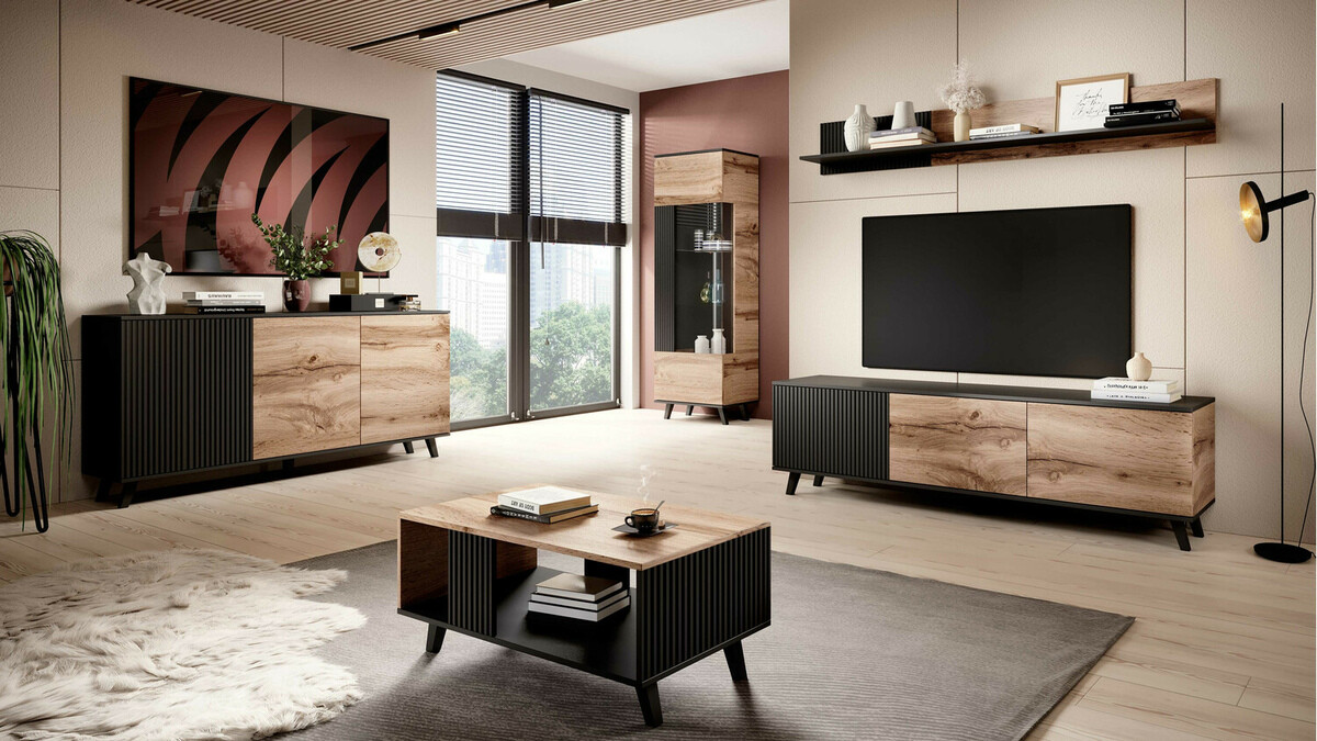 TV galds Luelia 115 (Melns + Votan ozols)