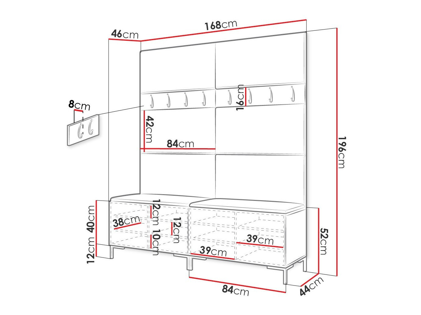 Priekšnama komplekts Tivsoa 101 (Melns)