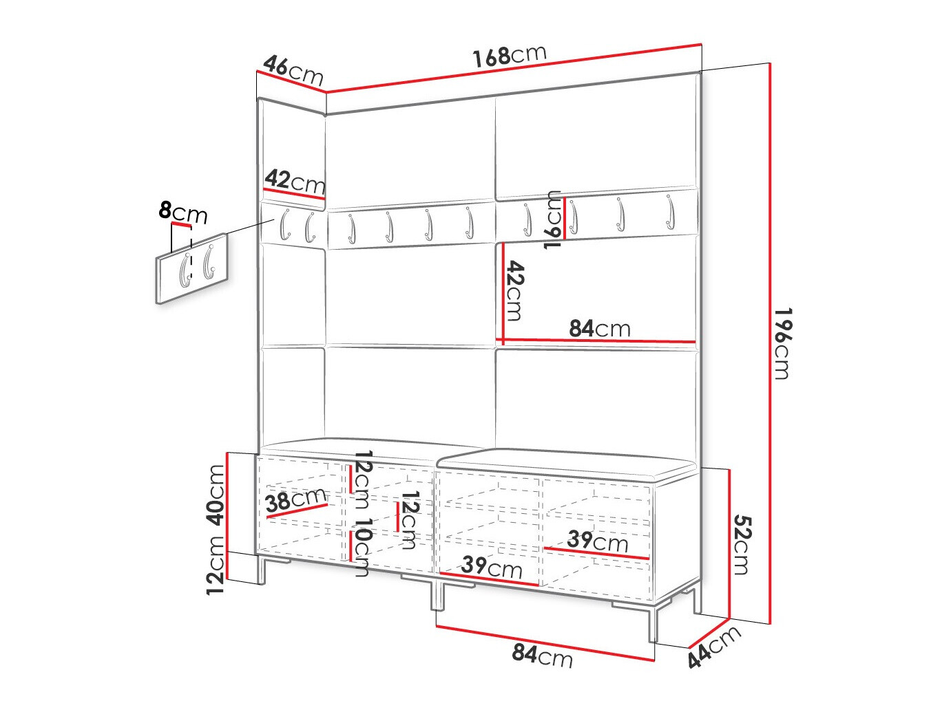 Priekšnama komplekts Tivsoa 104 (Melns)