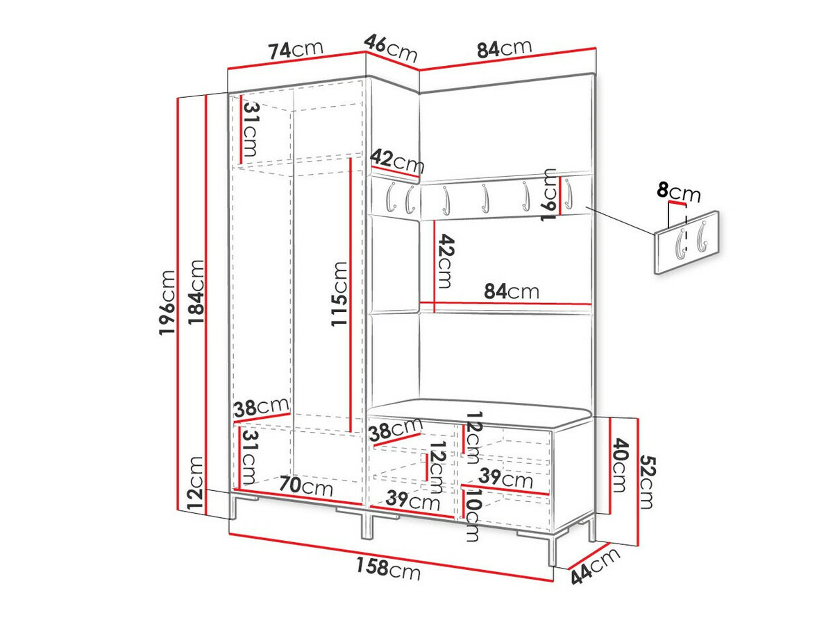 Прихожая Tivsoa 100 (Белый)