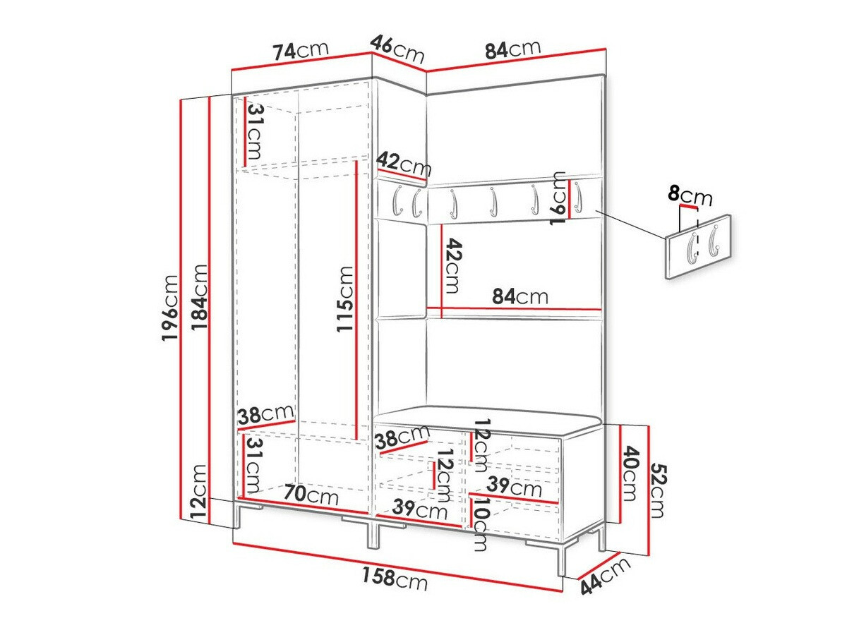 Прихожая Tivsoa 100 (Чёрный)