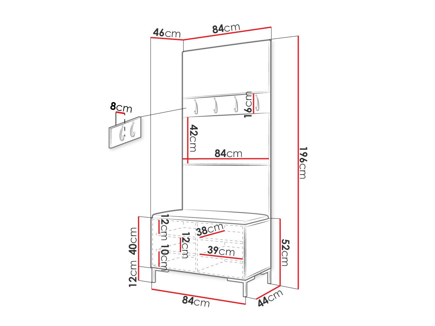 Прихожая Tivsoa 102 (Белый)