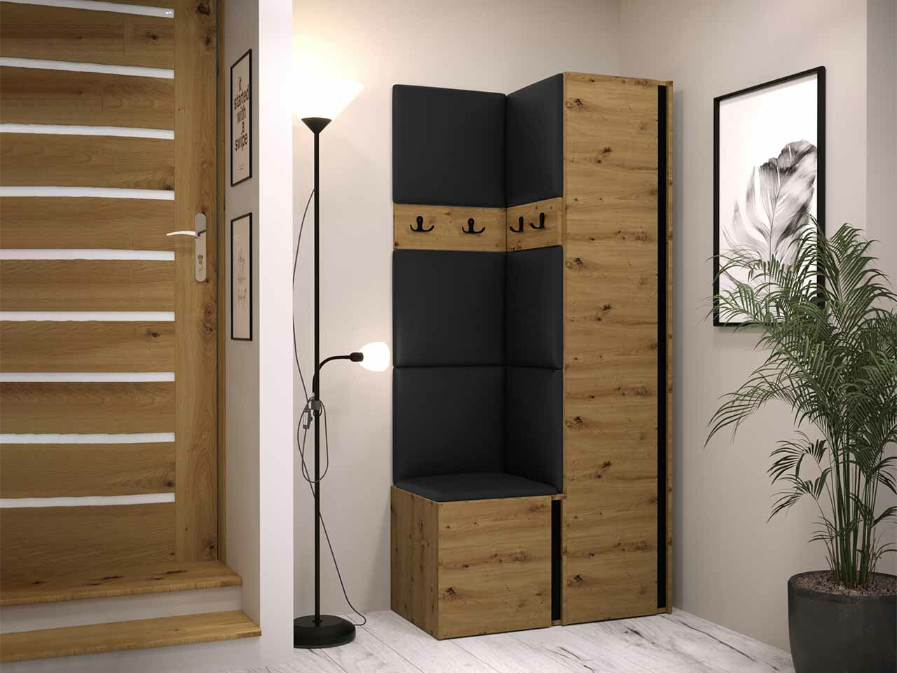 Priekšnama komplekts Hartford 348 (Artisan ozols + Melns)