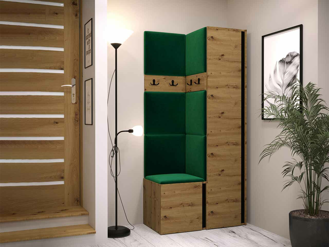 Прихожая Hartford 348 (Artisan дуб + Чёрный)