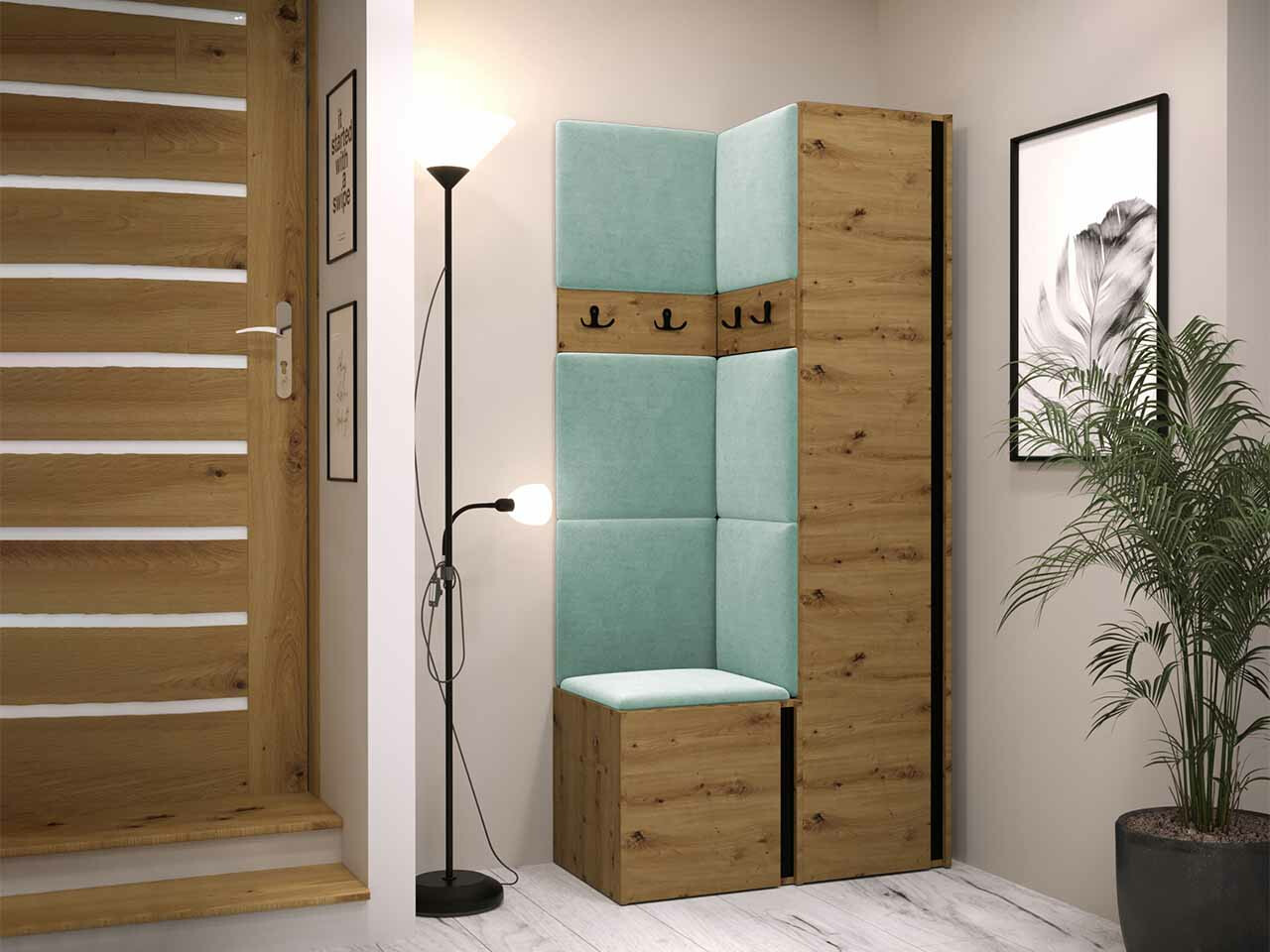 Прихожая Hartford 348 (Artisan дуб + Чёрный)