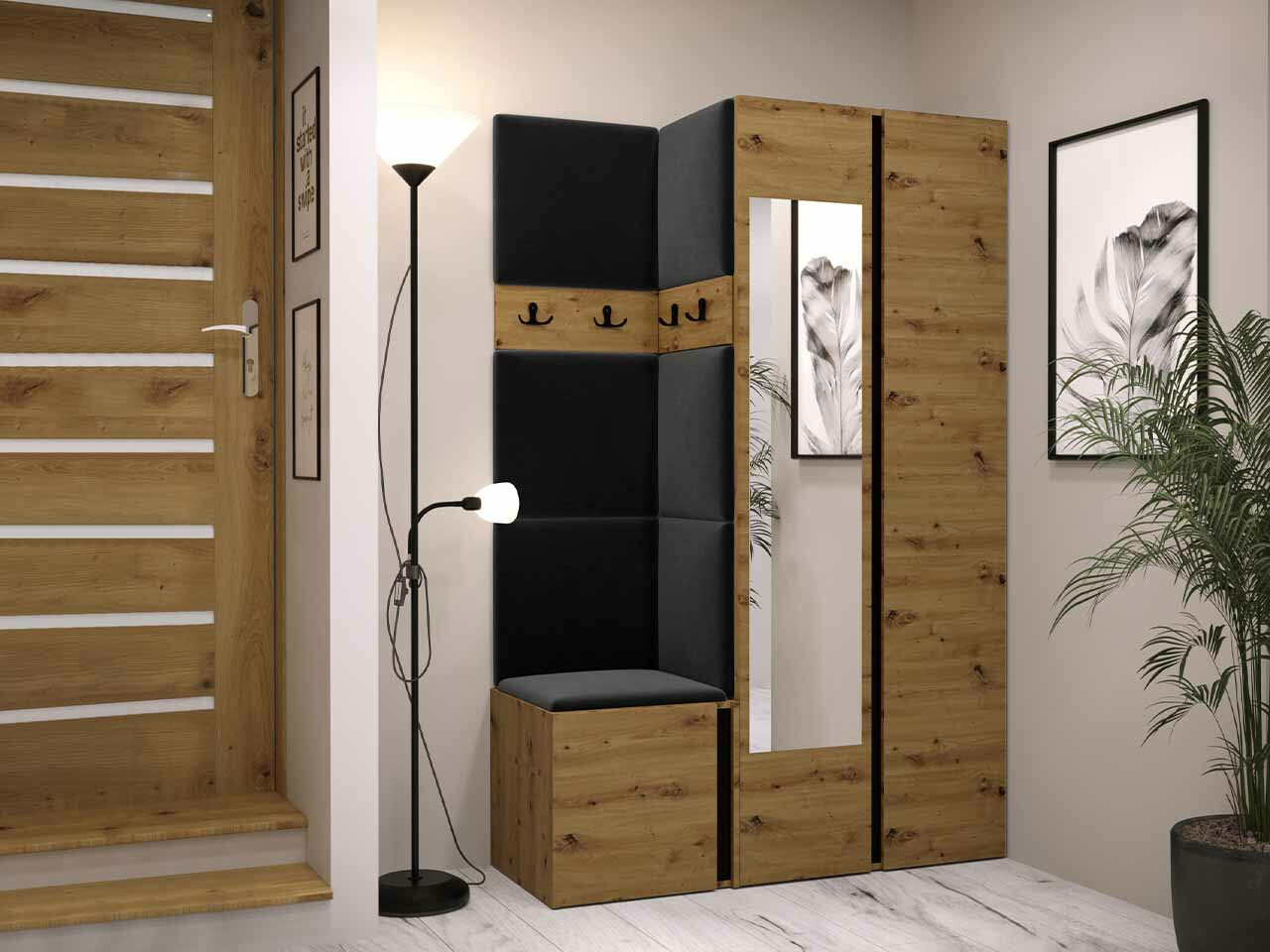 Прихожая Hartford 350 (Artisan дуб + Чёрный)