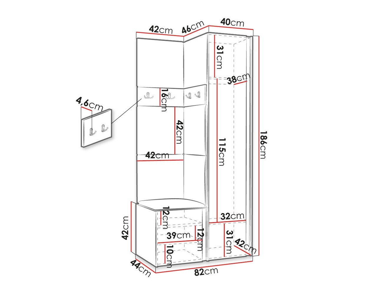 Priekšnama komplekts Hartford 354 (Balts)