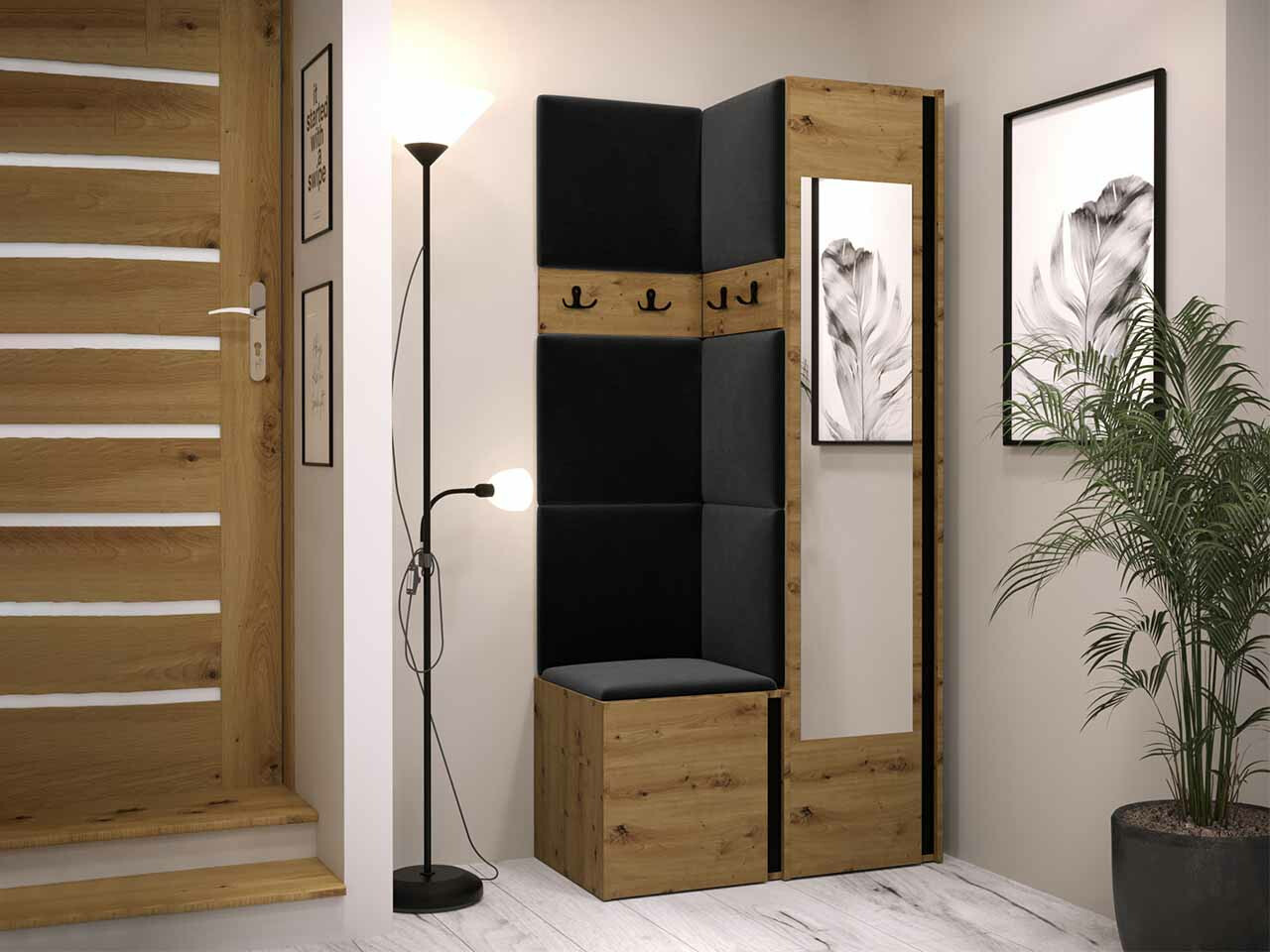 Прихожая Hartford 354 (Artisan дуб + Чёрный)