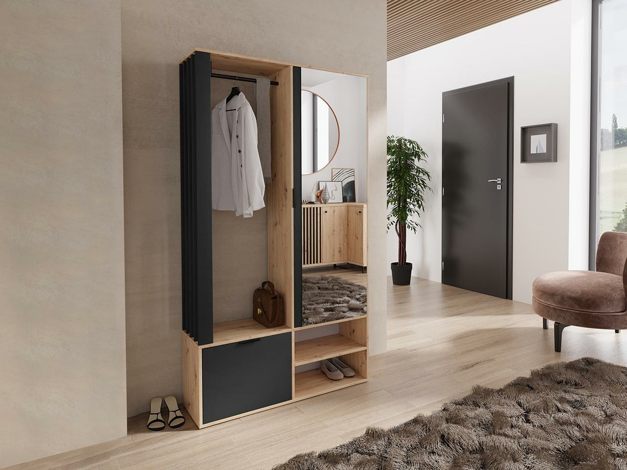 Priekšnama komplekts Stanton 145 (Artisan ozols + Melns)