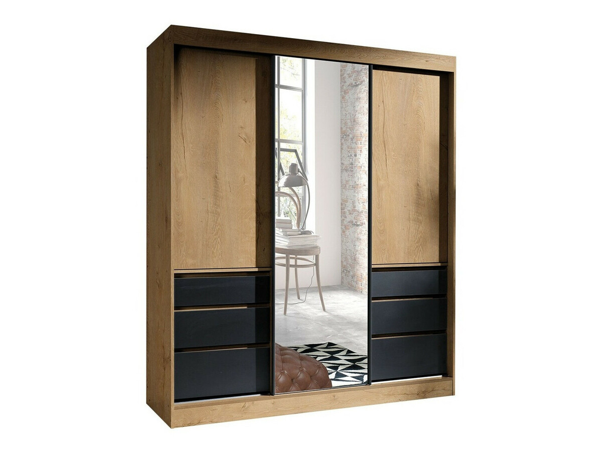 Шкаф Toledo 120 (Дуб лефкас + Чёрный)