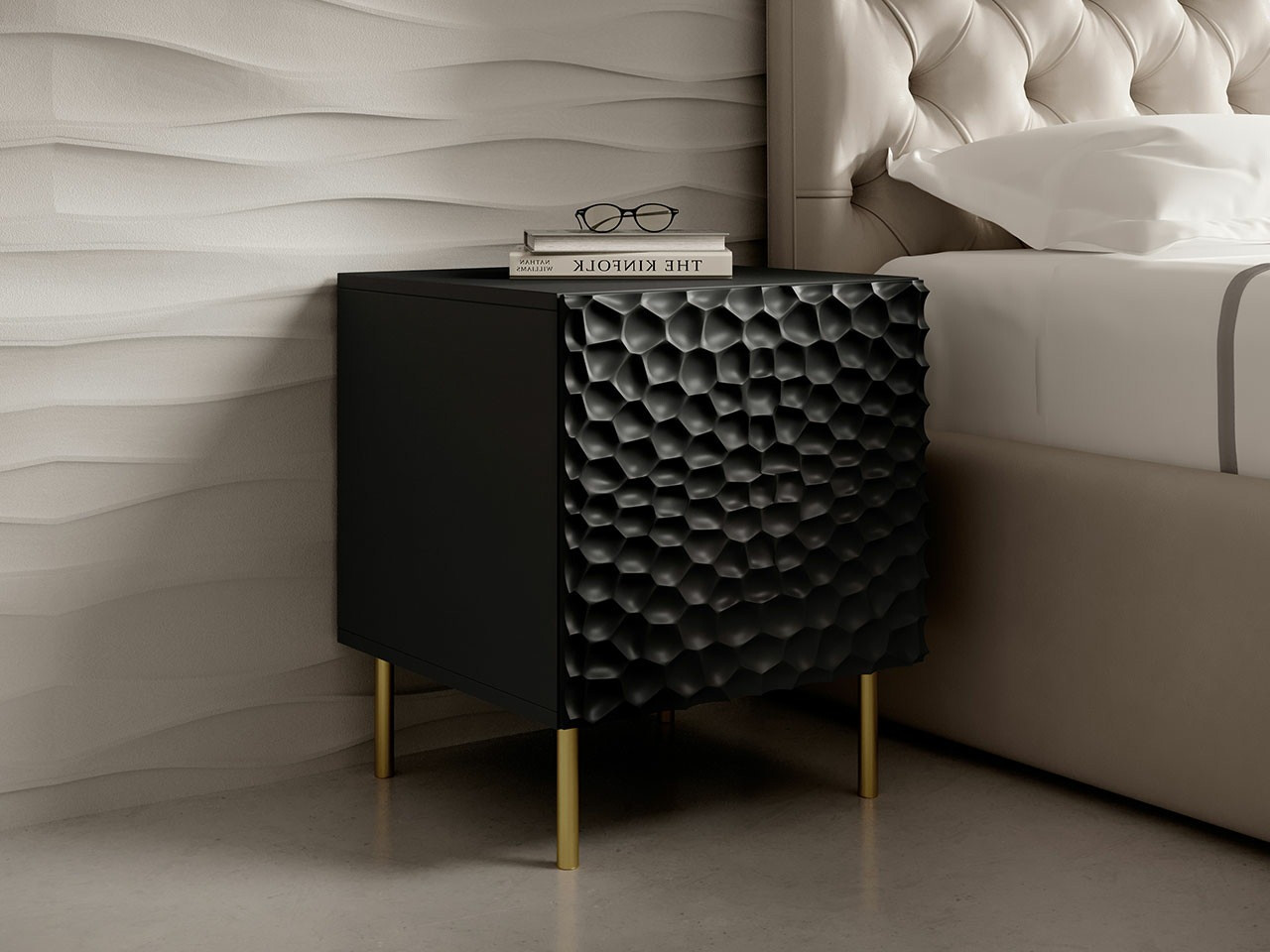 Комплект прикроватных тумбочек Charlotte 172 (Чёрный + Золотой)