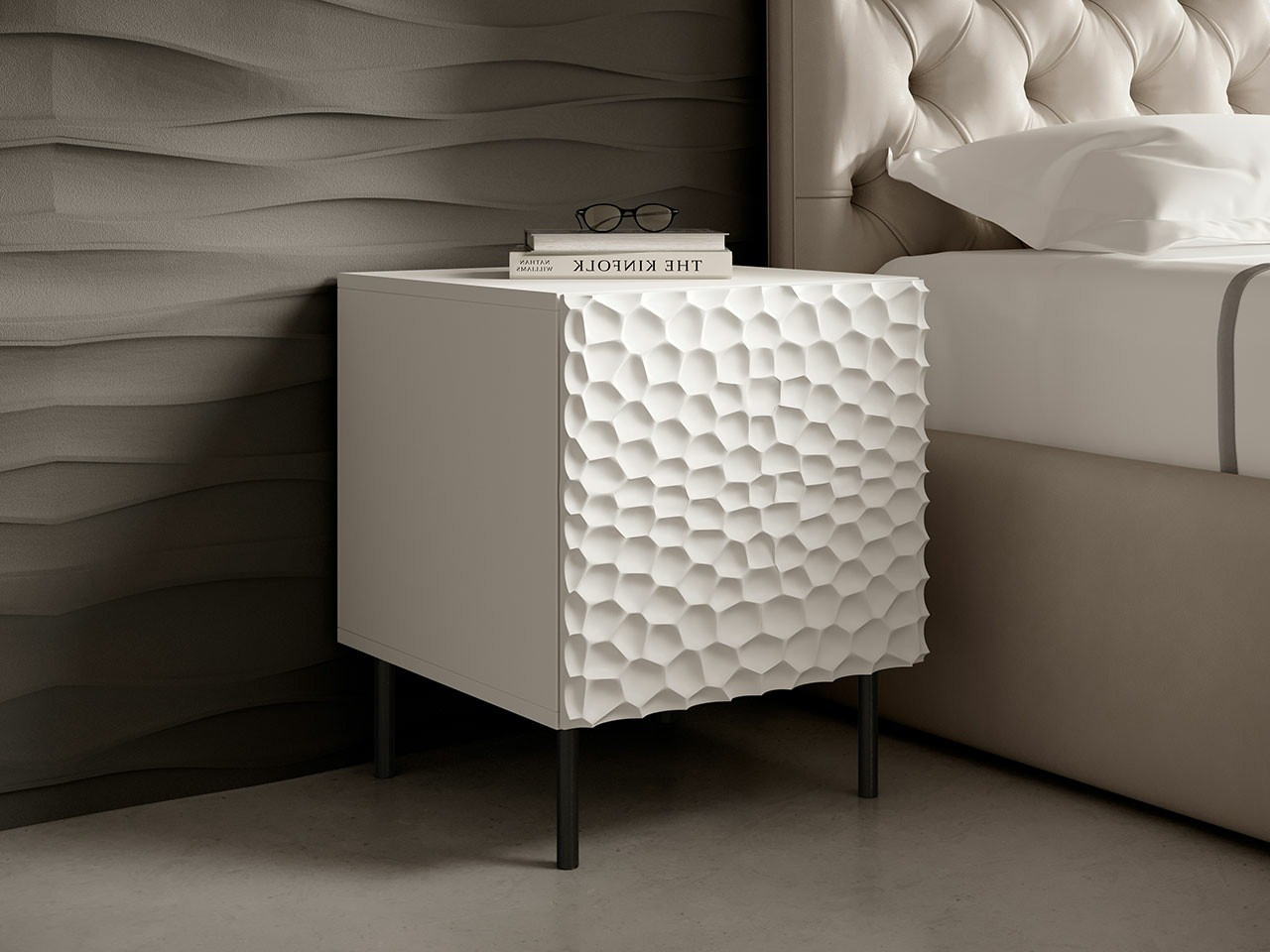 Naktsgaldiņu komplekts Charlotte 172 (Balts + Melns)