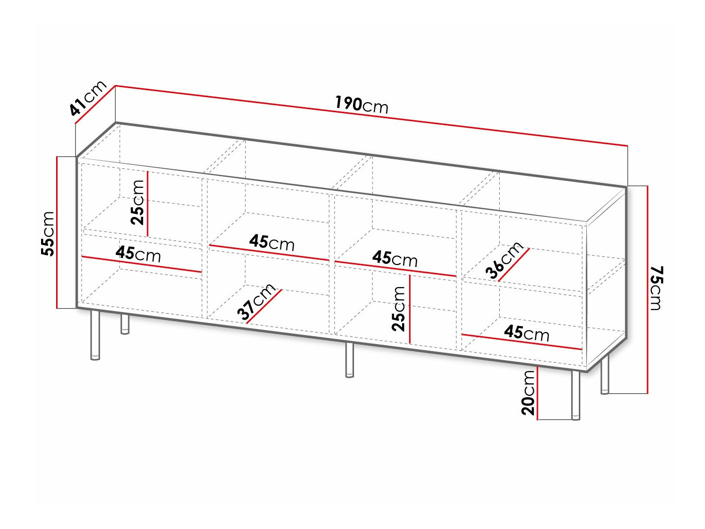 Skapis Charlotte 170 (Balts + Melns)