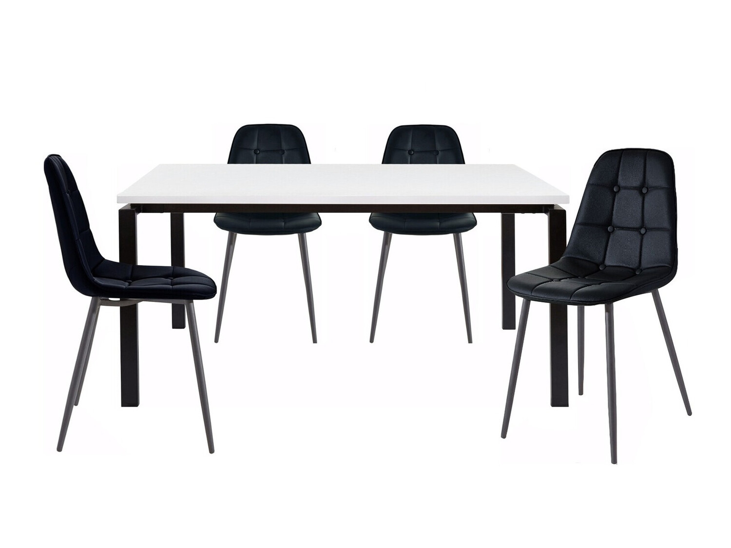 Ēdamistabas komplekts Denton 275 (Balts + Melns)