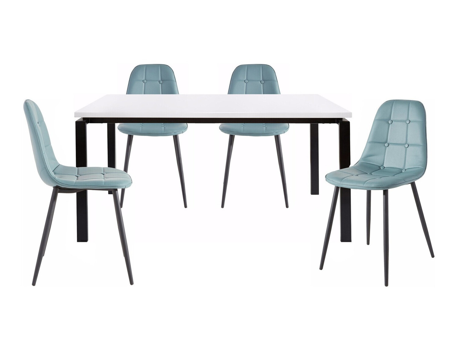 Обеденный гарнитур Denton 275 (Белый + Чёрный + Бирюзовый)