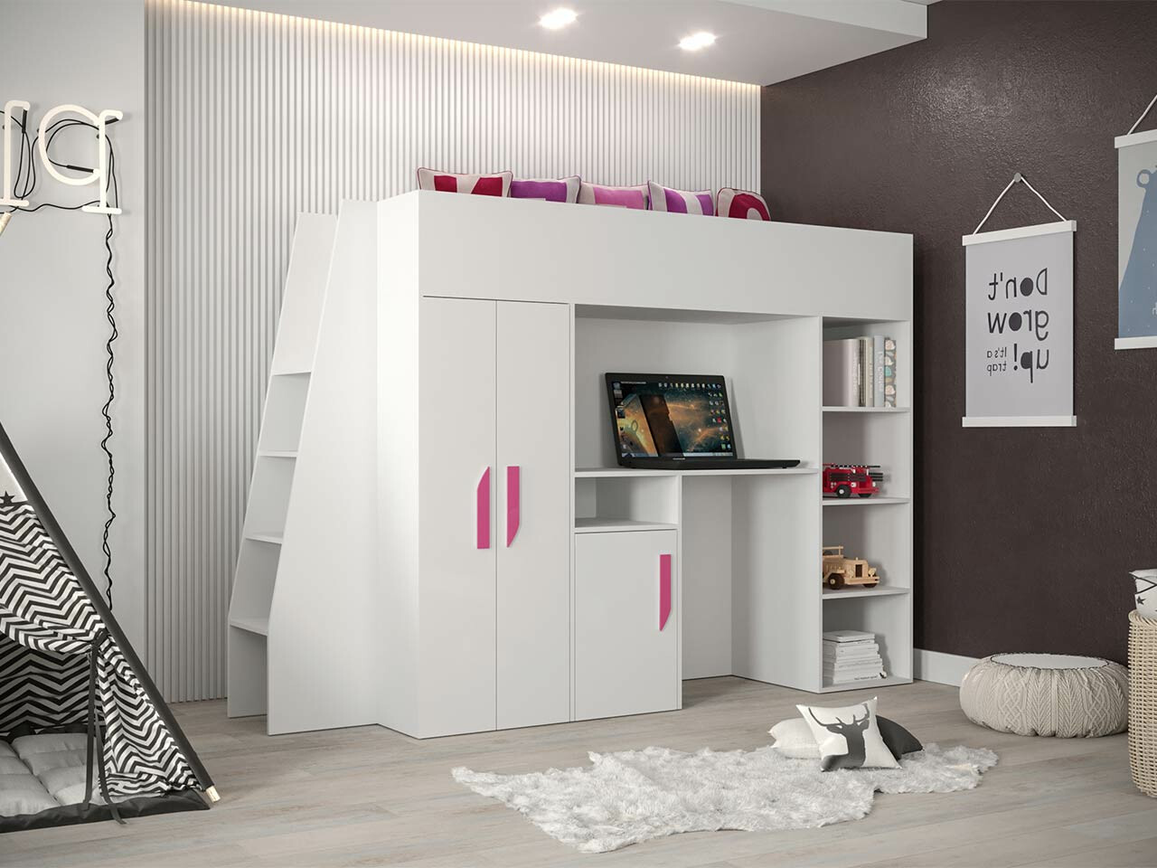 Augsta gulta Hartford 355 (Balts + Glancēts balts + Tumši rozā)