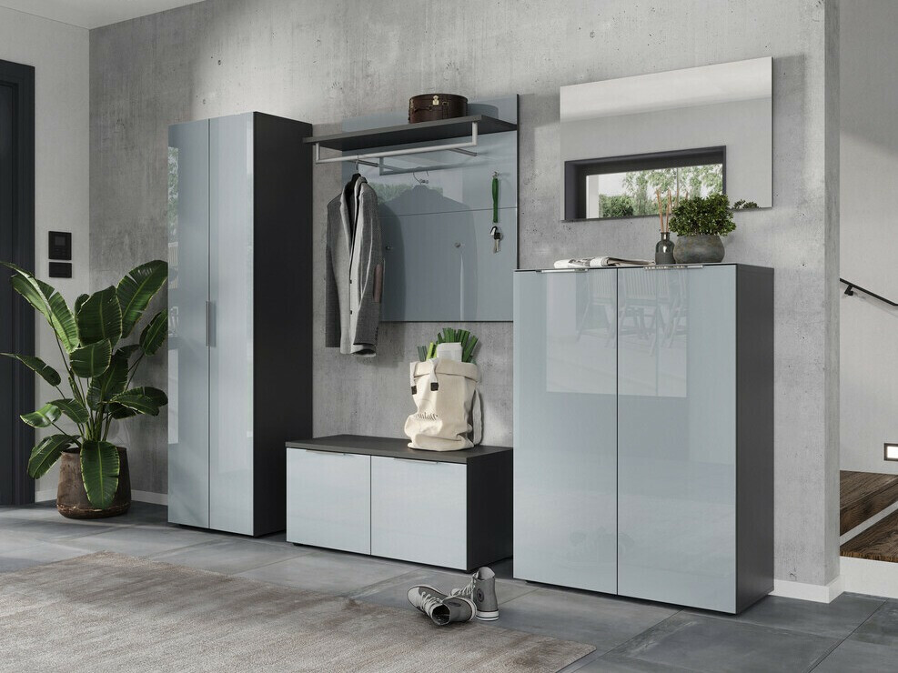 Тумба для обуви Fivsori 106 (Глянцевый серый + Графит)