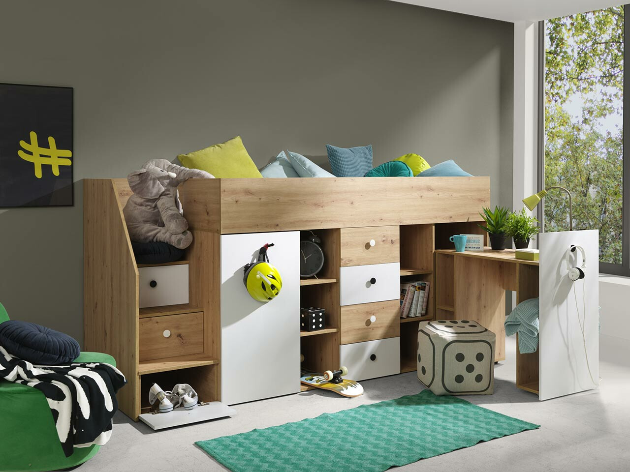 Augsta gulta Hartford 361 (Artisan ozols + Balts)