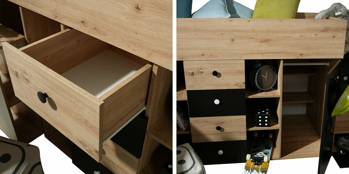 Augsta gulta Hartford 361 (Artisan ozols + Melns)