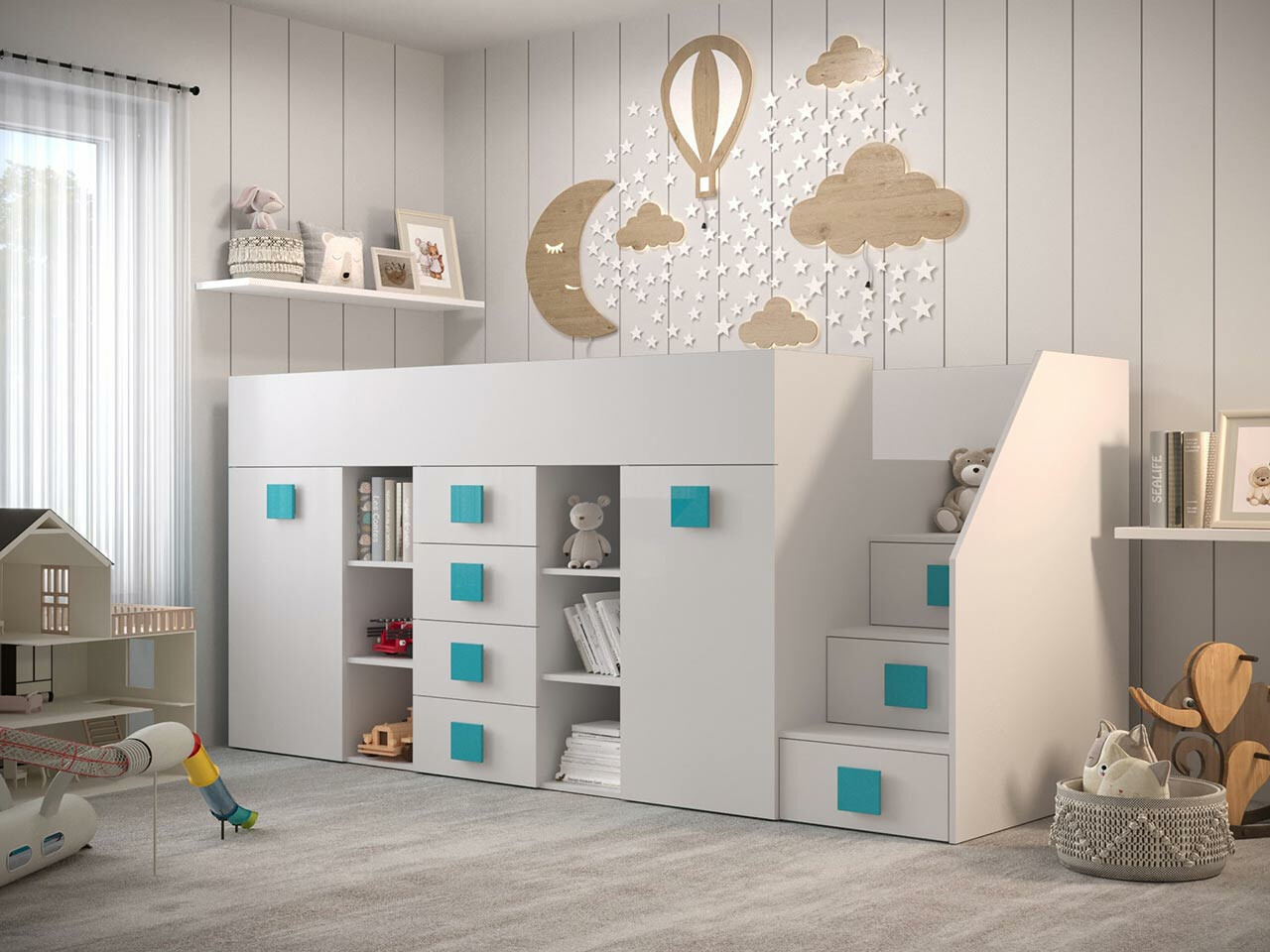 Augsta gulta Hartford 366 (Balts + Glancēts balts + Tirkīzs)