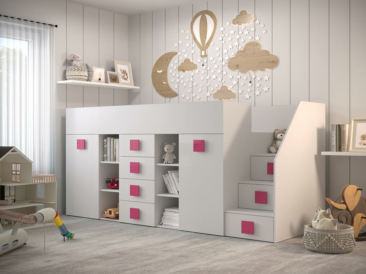 Augsta gulta Hartford 366 (Balts + Glancēts balts + Tumši rozā)