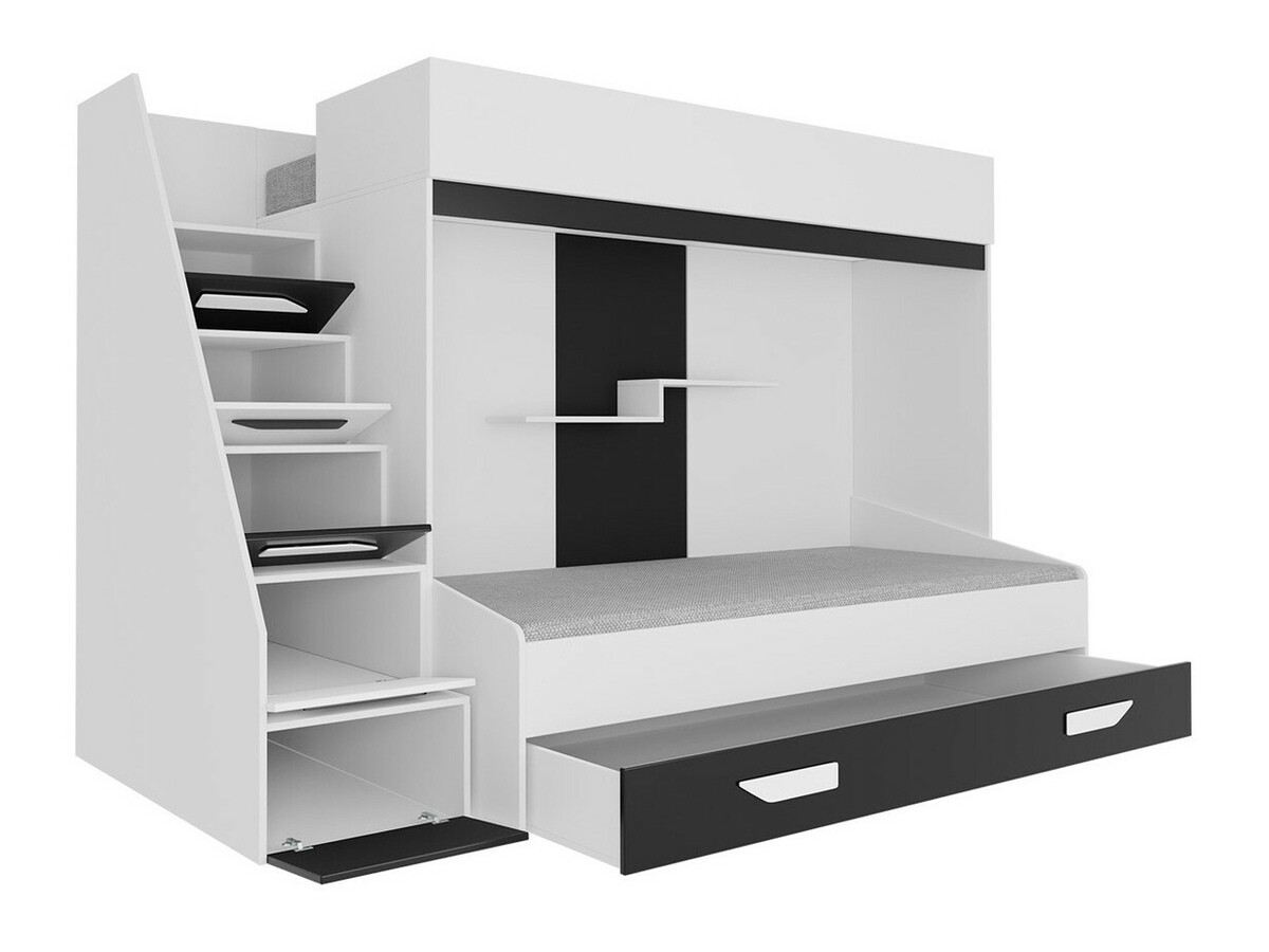 Divstāvu gulta Hartford 356 (Balts + Glancēts balts + Tirkīzs)