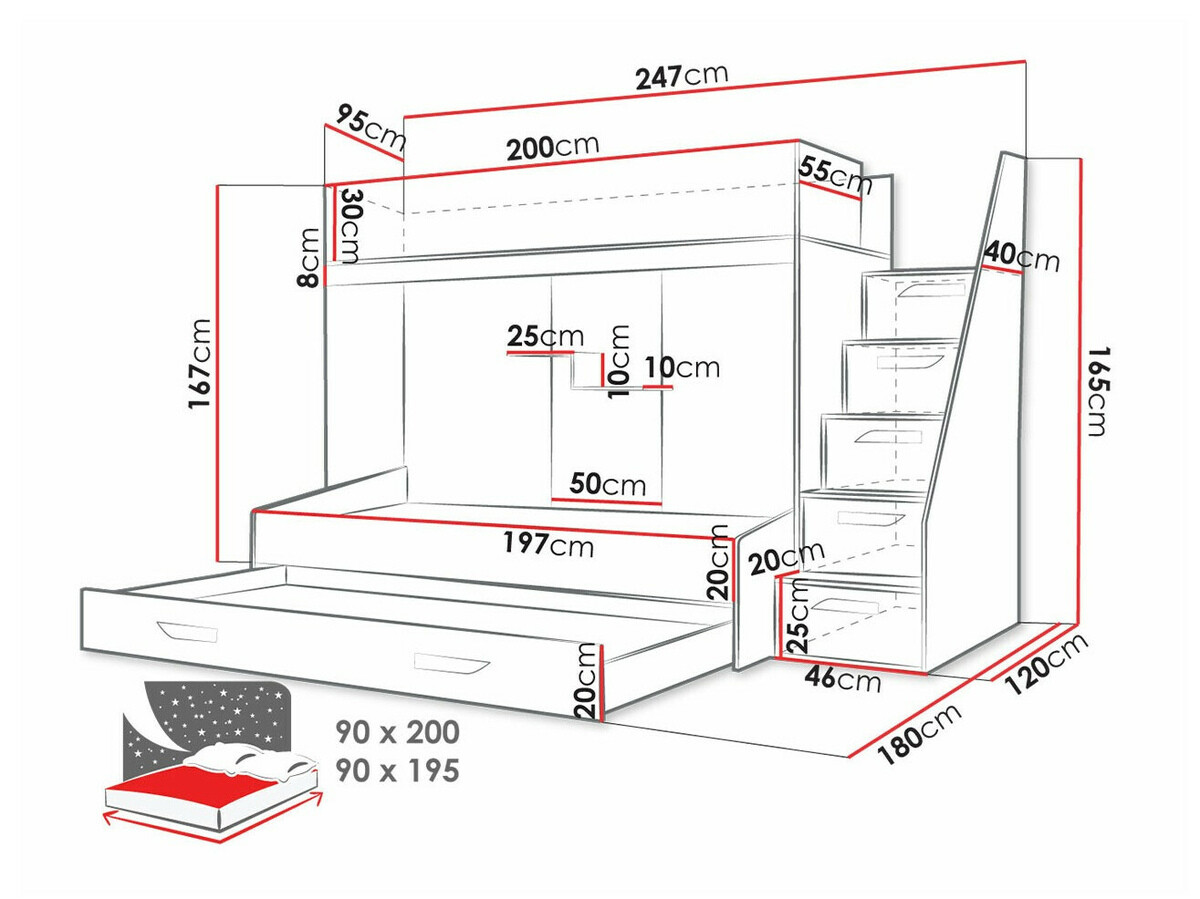 Divstāvu gulta Hartford 356 (Balts + Glancēts balts)