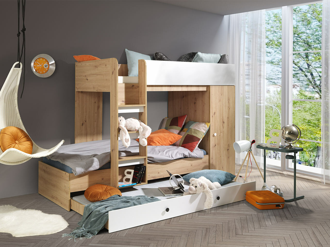 Divstāvu gulta Hartford 360 (Artisan ozols + Balts)