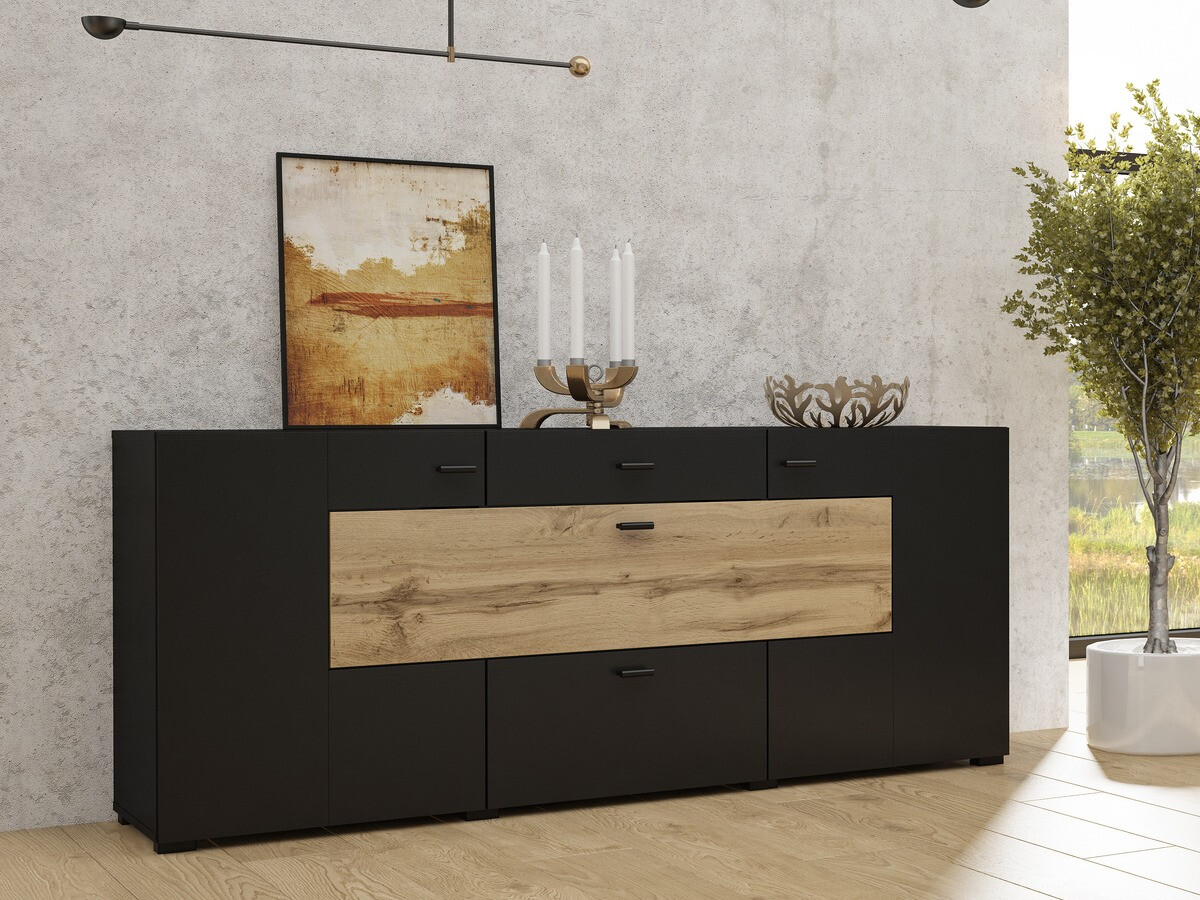 Kомод Mondalo 104 (Дуб вотан + Матовый черный)