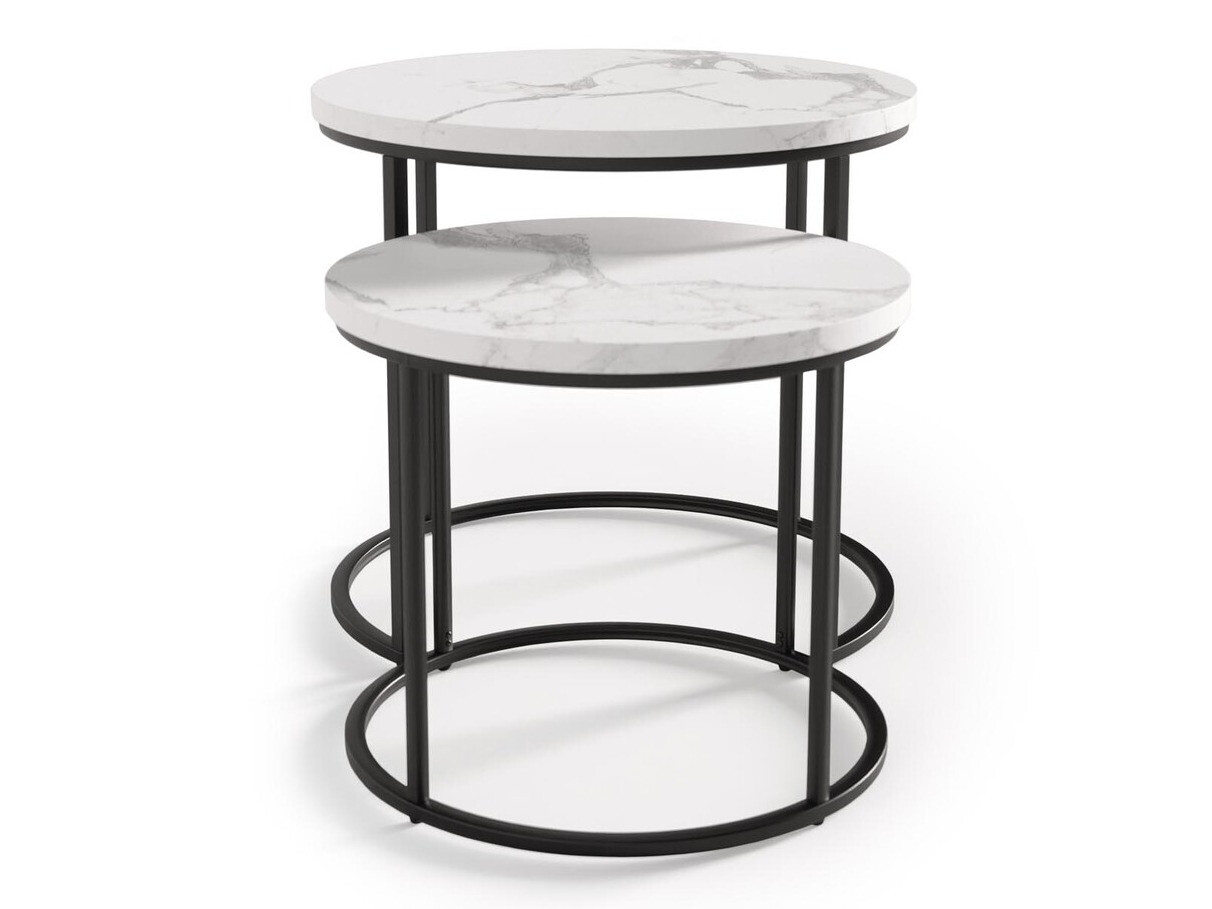 Комплект журнальных столиков Houston 951 (Белый мрамор + Чёрный)