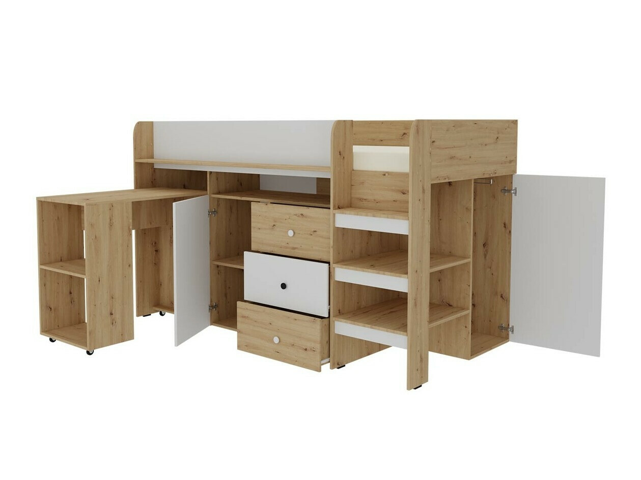 Высокая кровать Hartford 359 (Artisan дуб + Чёрный)