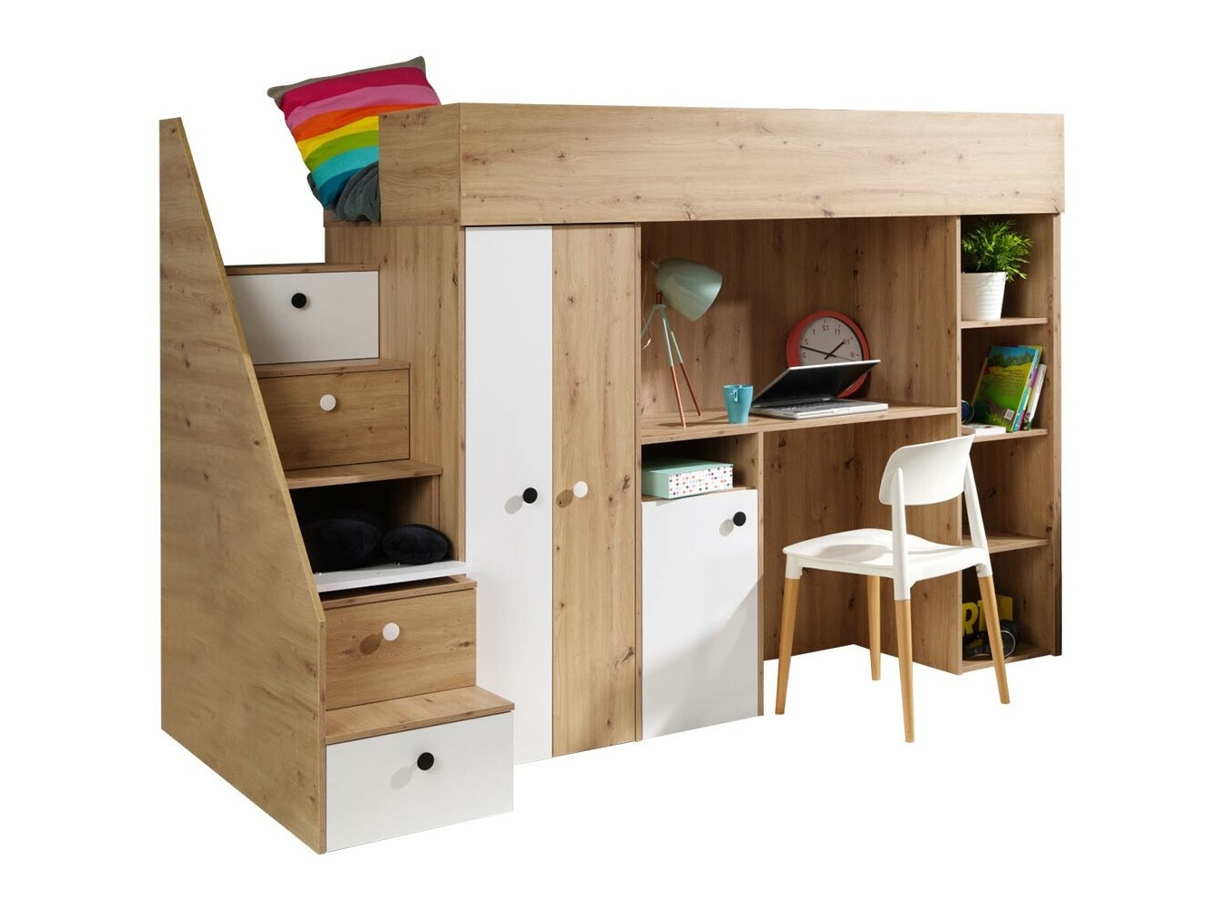 Высокая кровать Hartford 362 (Artisan дуб + Белый)