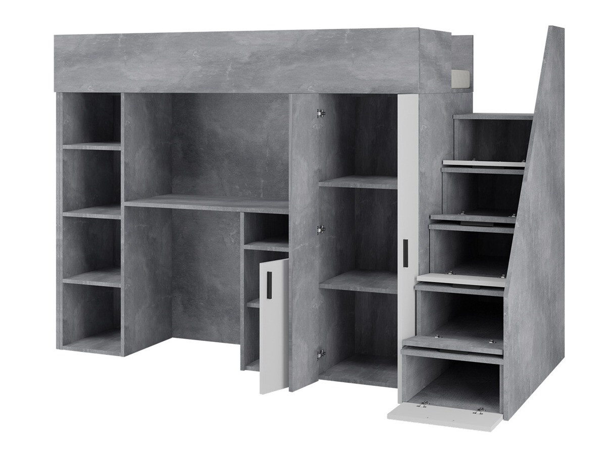 Высокая кровать Hartford 365 (Бетон + Чёрный)