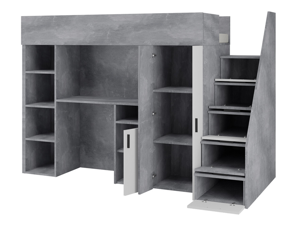 Высокая кровать Hartford 365 (Бетон + Дуб вотан)