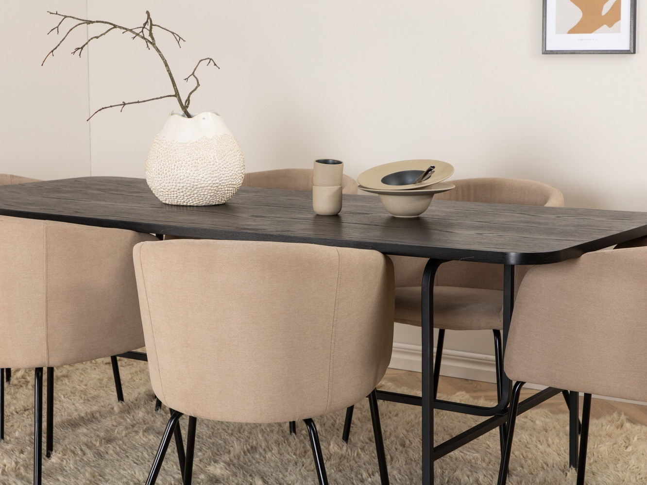 Ēdamistabas komplekts Dallas 2794 (Bēšs + Melns)