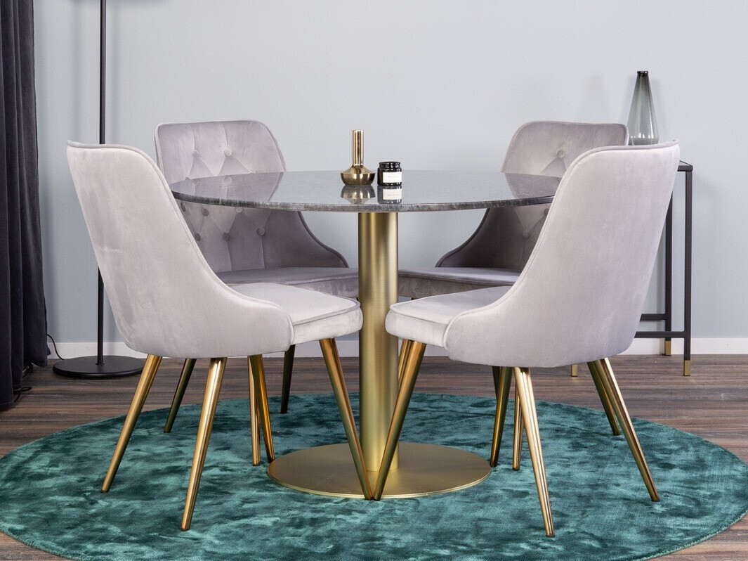 Ēdamistabas komplekts Dallas 370 (Pelēks + Misiņš)