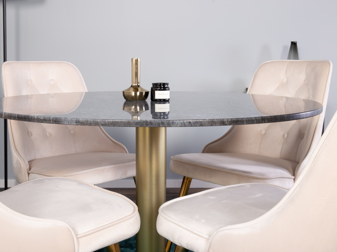 Обеденный гарнитур Dallas 370 (Бежевый + Латунь)