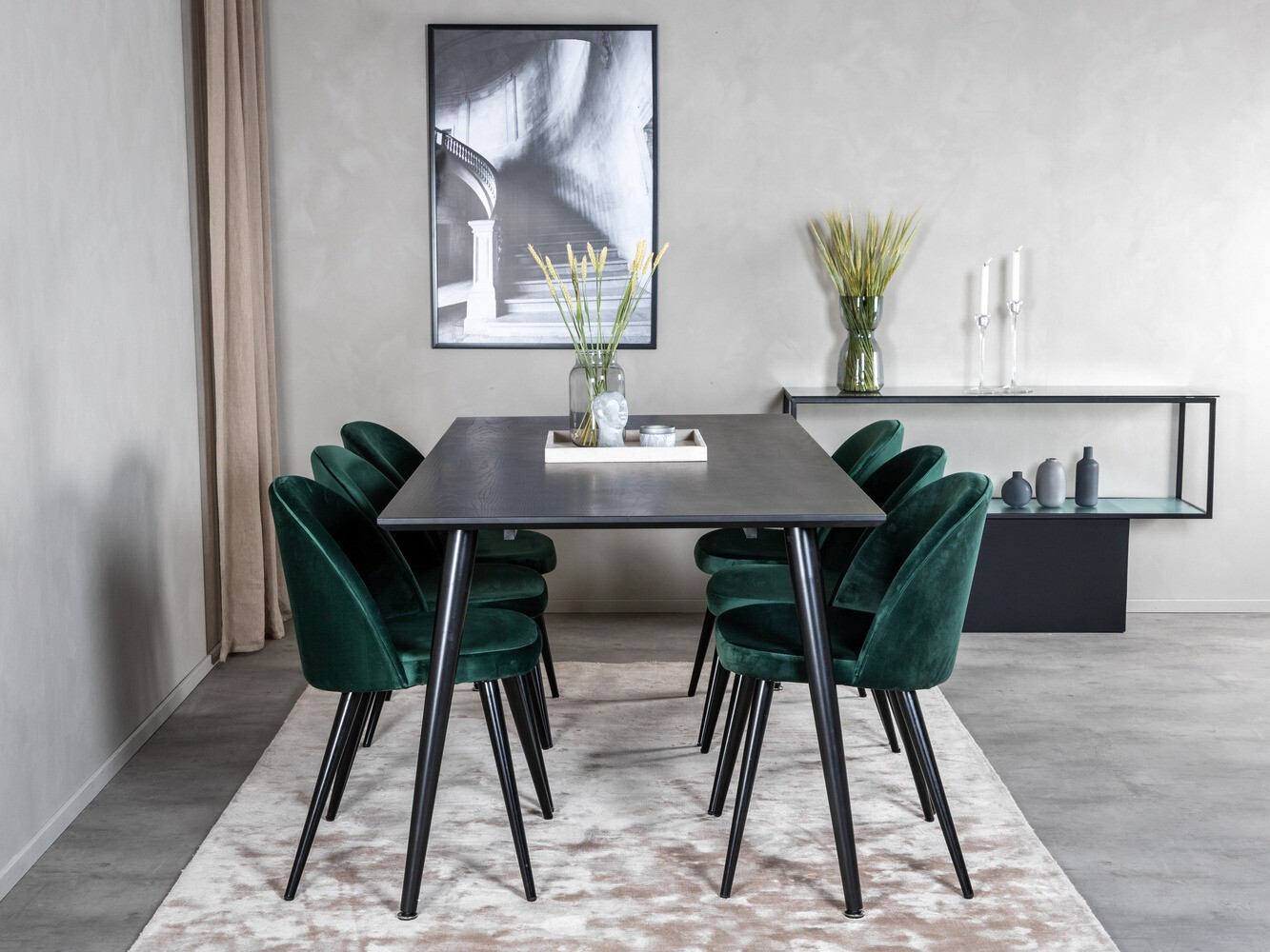 Ēdamistabas komplekts Dallas 1335 (Zaļš + Melns)