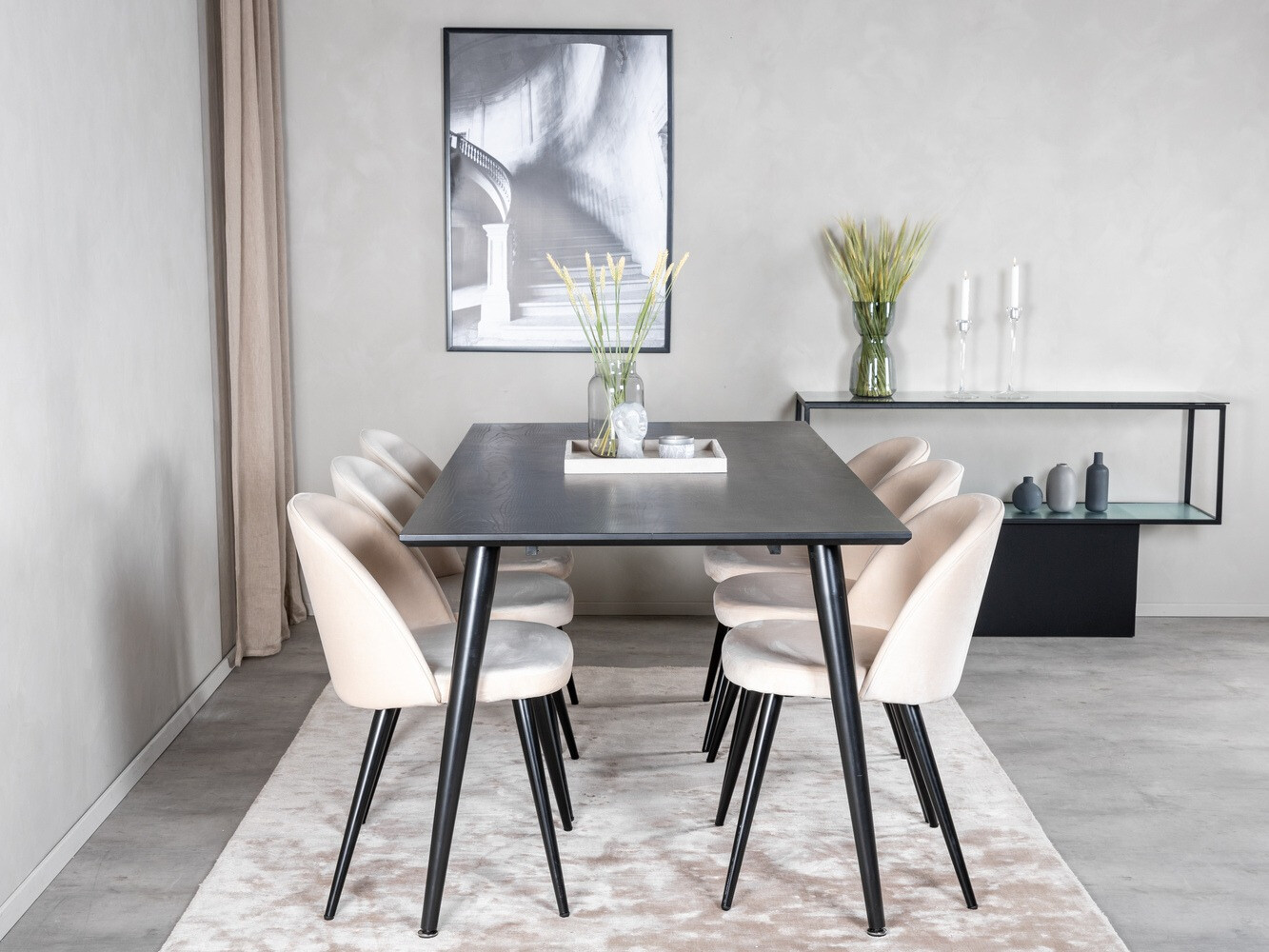 Обеденный гарнитур Dallas 1335 (Бежевый + Чёрный)