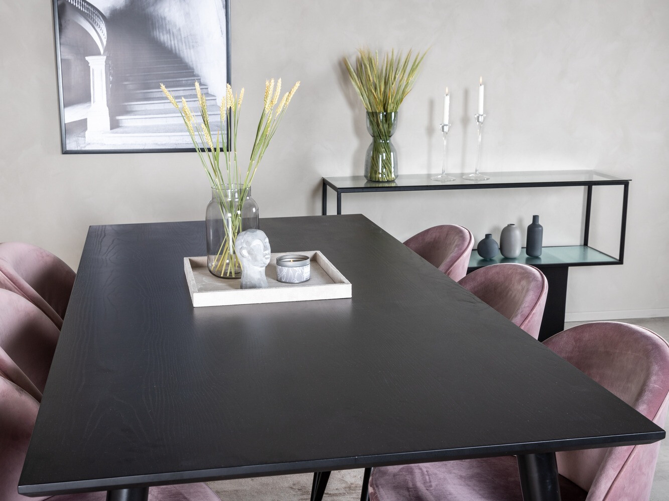 Обеденный гарнитур Dallas 1335 (Розовый + Чёрный)