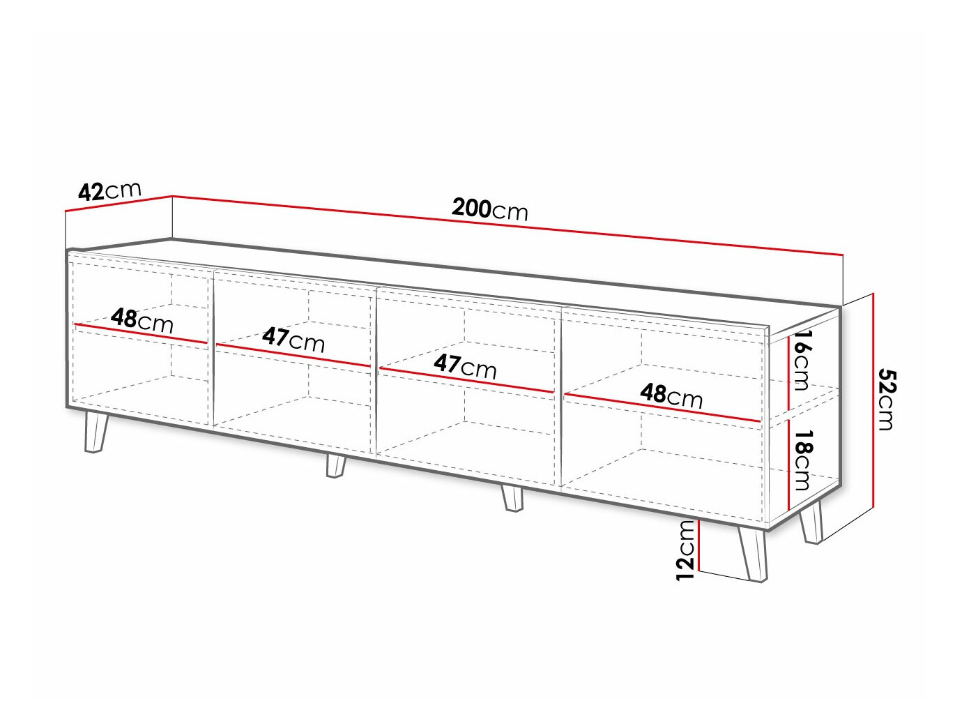 TV galds Charlotte 174 (Balts)