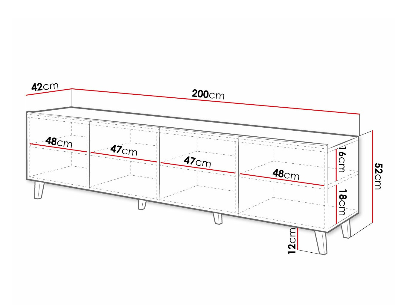 TV galds Charlotte 176 (Balts)