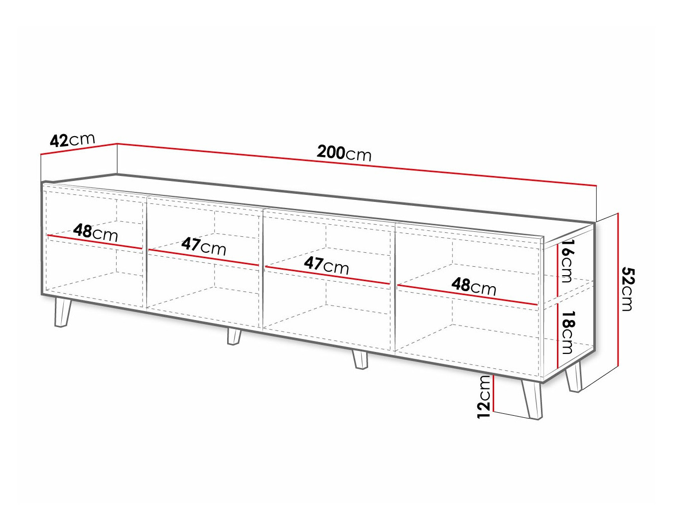 TV galds Charlotte 176 (Melns)
