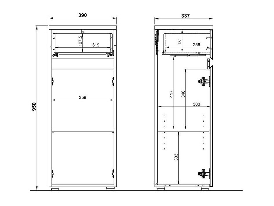 Stāvošs vannas skapītis Deltei 101