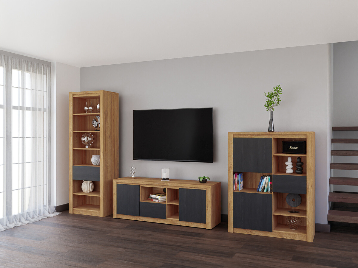 Стеллаж Boston 636 (Черный дуб + Дуб)