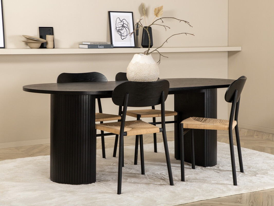 Ēdamistabas komplekts Dallas 3314 (Melns + Gaiši brūns)