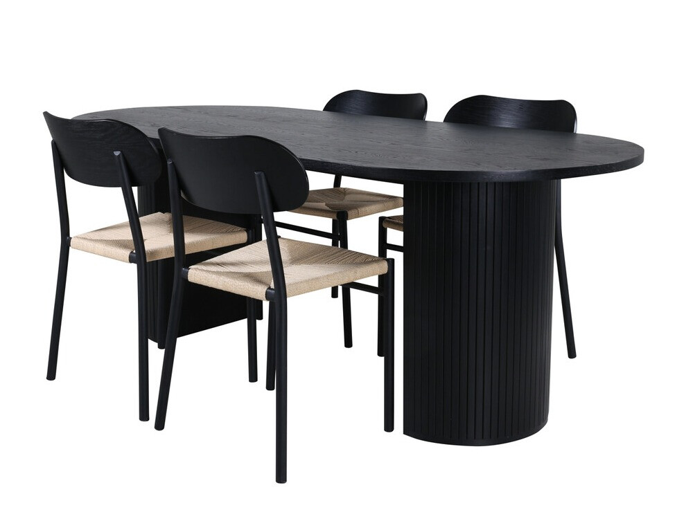 Ēdamistabas komplekts Dallas 3314 (Melns + Gaiši brūns)