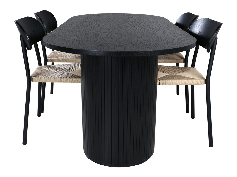 Ēdamistabas komplekts Dallas 3314 (Melns + Gaiši brūns)