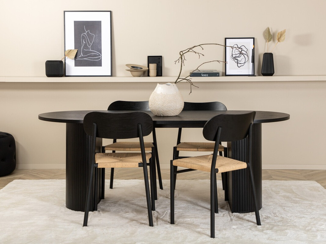 Ēdamistabas komplekts Dallas 3314 (Melns + Gaiši brūns)